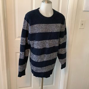 Joe fresh chunky stripe crew sweater size medium dark navy.